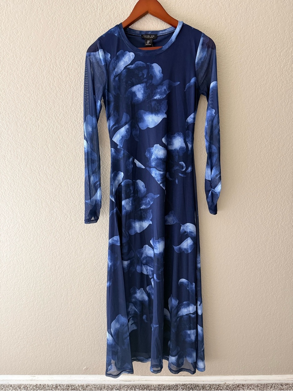 Rachel Zoe Navy Blue Floral Long Sleeve Maxi Dress